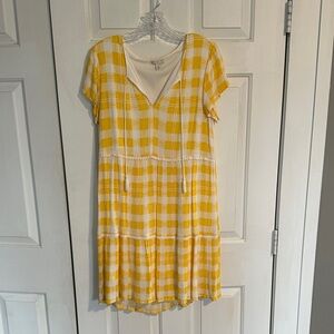 Cato yellow and white checkered dress women’s size small